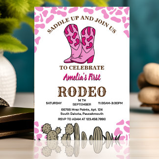 Girl Rounded First Rodeo 1. Party Geburtstag Einladung