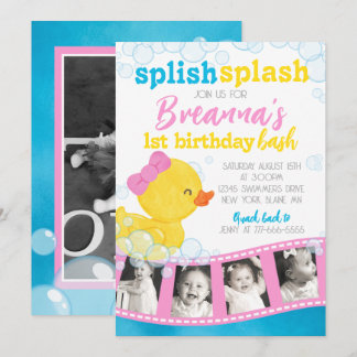 Girl Rubber Duck Filmstrip Multi Picture Geburtsta Einladung