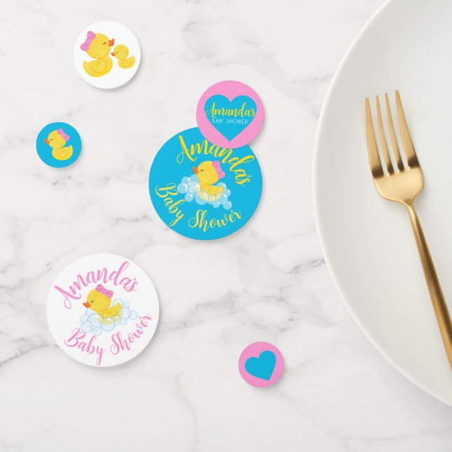 Girl Rubber Duck Personalisiert Baby Shower Confet Konfetti (Gruppe)