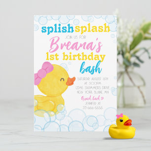 Girl Rubber Duck Splish Splash Geburtstag Einladung