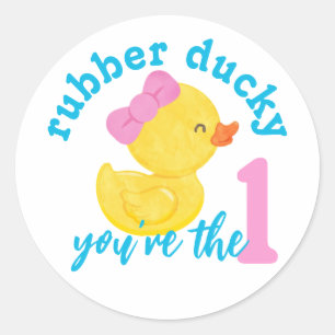 Girl Rubber Ducky Du bist die One Birthday Sticker