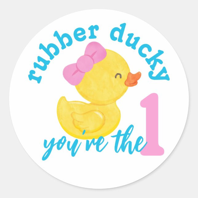 Girl Rubber Ducky Du bist die One Birthday Sticker (Vorderseite)