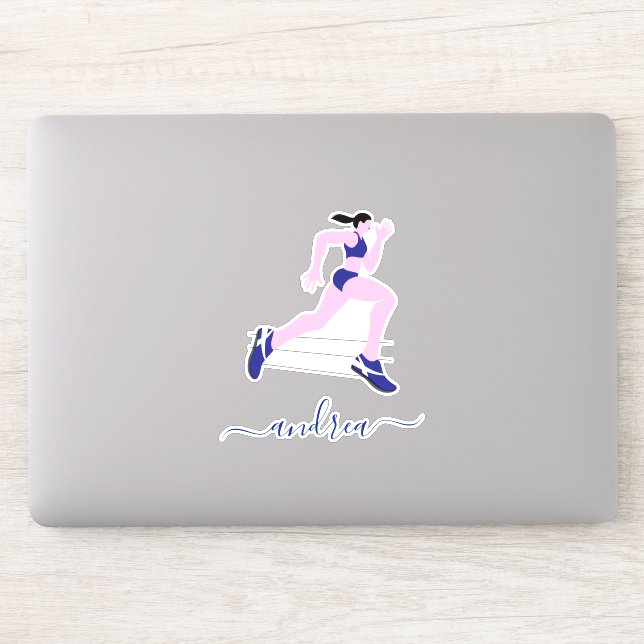 Girl-Running-Marathon-Runner Track Athlete Name Aufkleber (Computer)