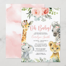 Girl Safari Animal Baby Dusche Einladung Grüne