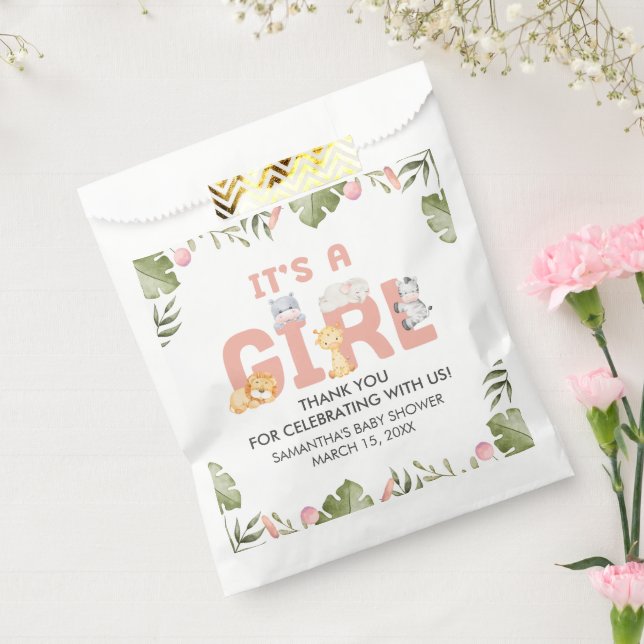 Girl Safari Animal Baby Shower  Geschenktütchen (Versiegelt)