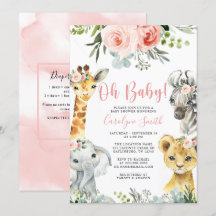 Girl Safari Animal Greenerage Kinderdusche Einladu