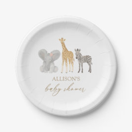 Girl Safari Animals Baby Dusche Pappteller