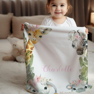 Girl Safari Baby Blanket Sherpadecke