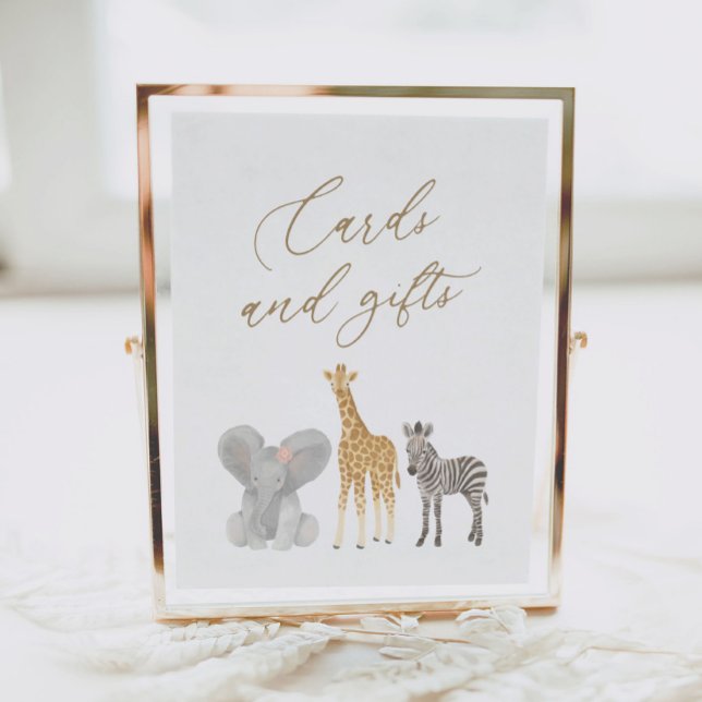 Girl Safari Babyduschkarten und Geschenkschild Poster (Von Creator hochgeladen)