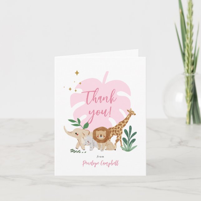 Girl Safari Geburtstagsparty Danke Karte (Vorderseite)