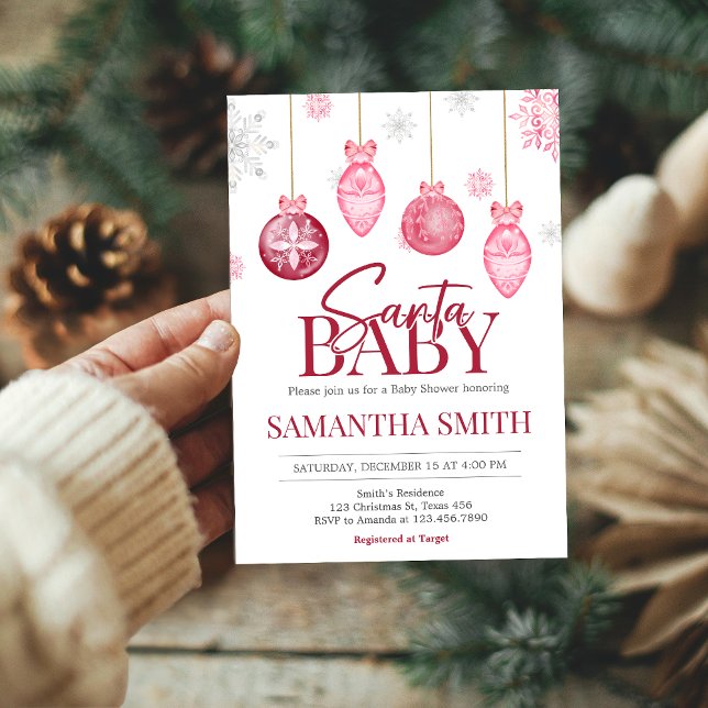Girl Santa Baby Weihnachtsdusche Einladung (Santa Baby Christmas Baby Shower Invitation)