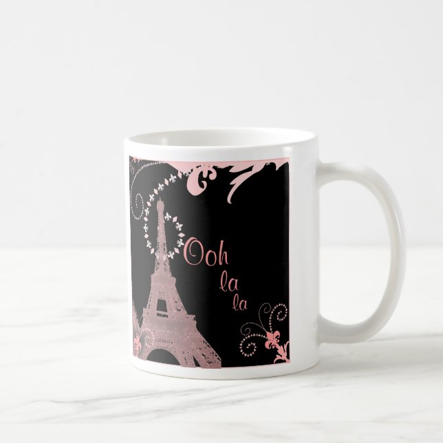 Girl-schicke Retro-Mode-Paris-Eiffelturm Kaffeetasse (Rechts)