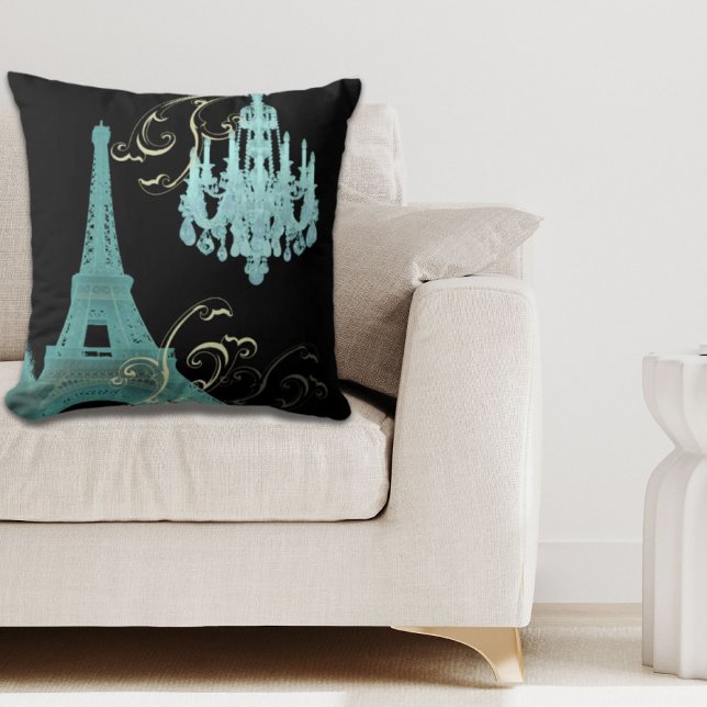 Girl-schicke Retro-Mode-Paris-Eiffelturm Kissen (girly chic retro fashion paris eiffel tower throw pillow)
