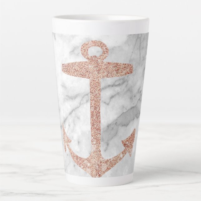 Girl-schicke Strand Rose Goldanker weißer Marmor Milchtasse (Vorderseite)