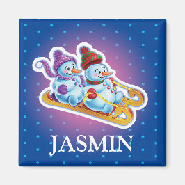 Gir'l Schneemänner als Kühlschrankmagnet