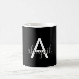Girl-Schwarz-weißer moderner Monogramm-Name Kaffeetasse