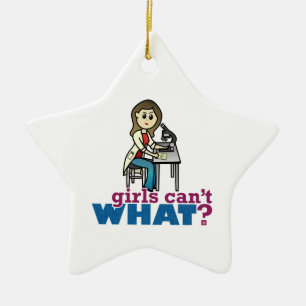 Girl Scientist Keramik Ornament
