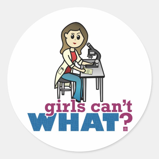 Girl Scientist Runder Aufkleber (Vorderseite)