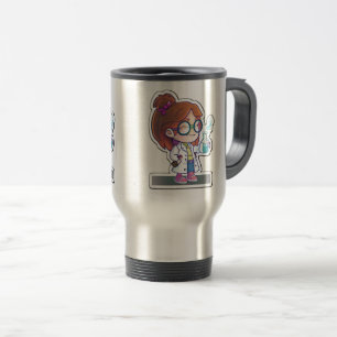 Girl Scientist Sticker Art Travel/Pendlerische Tas Reisebecher