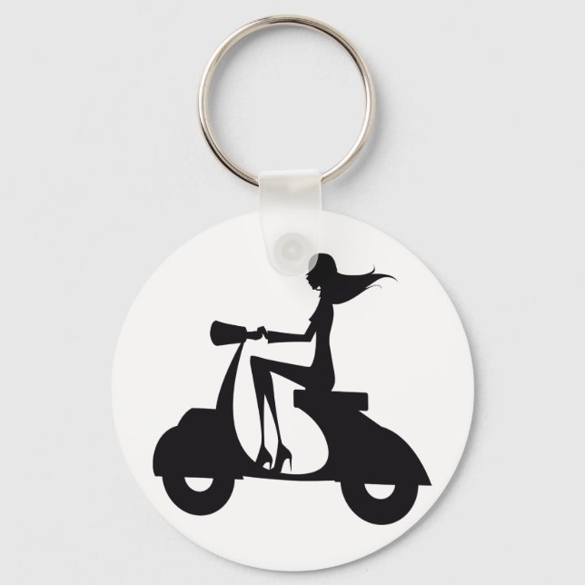 Girl Scooter schwarz Schlüsselanhänger (Vorderseite)