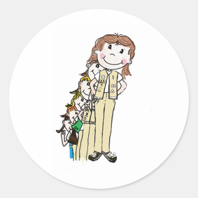 Girl Scouts über die Jahre Runder Aufkleber (Vorderseite)