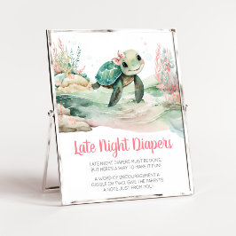 Girl Sea Turtle Baby Dusche Spate Night Diapers Poster