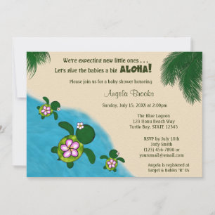 GIRL Sea TURTLE Baby Shower Invite TWIN (Honu) 01C Einladung