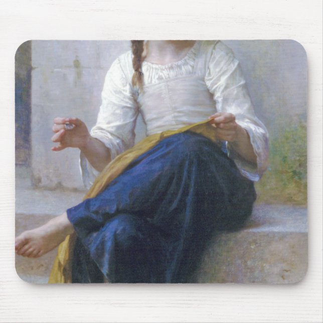 Girl Sewing, Bouguereau Mousepad (Vorne)