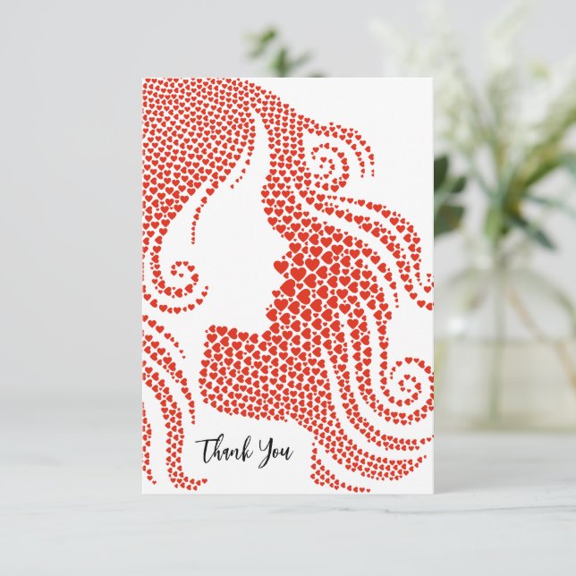Girl Silhouette Mini Hearts Abschluss Dankeskarte (Stehend Vorderseite)