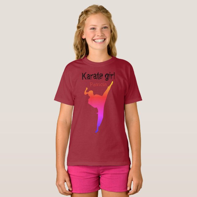 Girl Silhouette Modern Japan Martial Arts Karate T-Shirt (Vorne ganz)