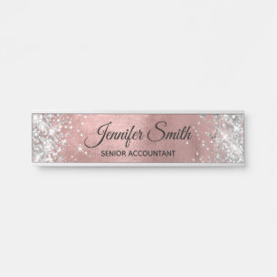 Girl Silver Glitzer Rose Gold Ombre Foil Türschild