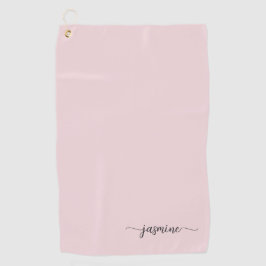 Girl Simple Blush Pink Monogram Name Script Golf Golfhandtuch