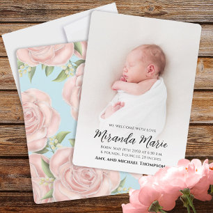 Girl Simple Overlay Text Neugeborenes Foto Floral