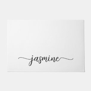 Girl Simple White Custom Monogram Name Script Fußmatte
