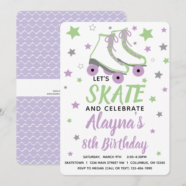 Girl Skate Birthday Party Einladung (Vorne/Hinten)