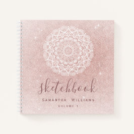 Girl Sketchbook Your Name Rose Gold Pink Glitzer Notizbuch