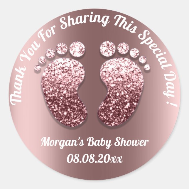 Girl Skinny Feet Baby Dusche Gefallen Vielen Dank Runder Aufkleber (Vorderseite)