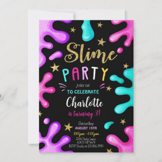 Girl Slime Party Geburtstag Einladung