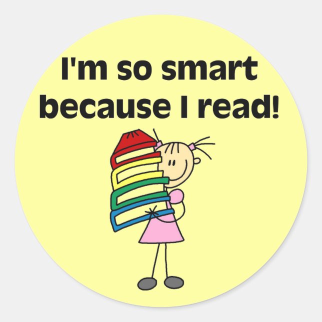 Girl Smart, weil ich Tshirts und Geschenke lese Runder Aufkleber (Vorderseite)