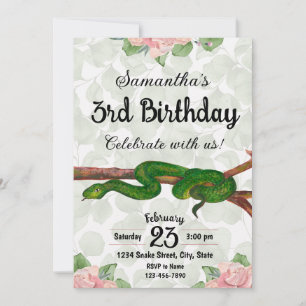 Girl Snake Birthday Einladung