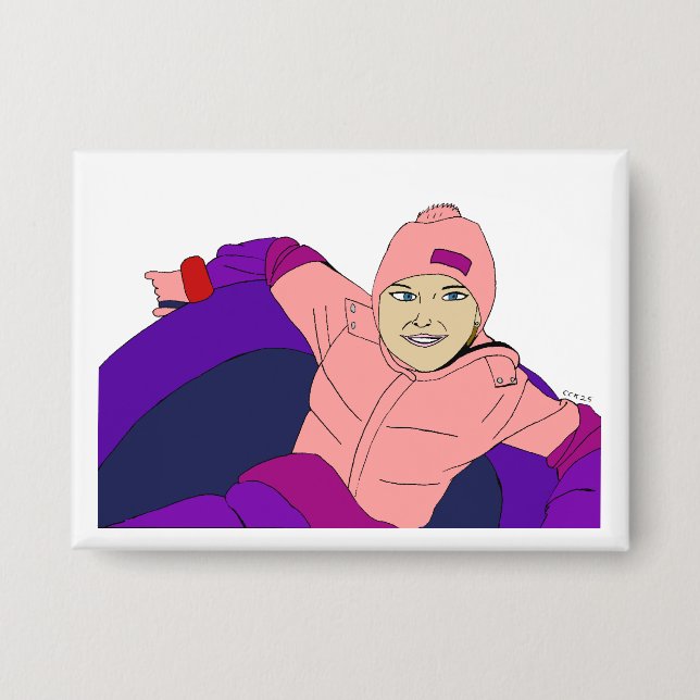 Girl Snow Tubing Button (Vorderseite)