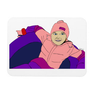 Girl Snow Tubing Magnet