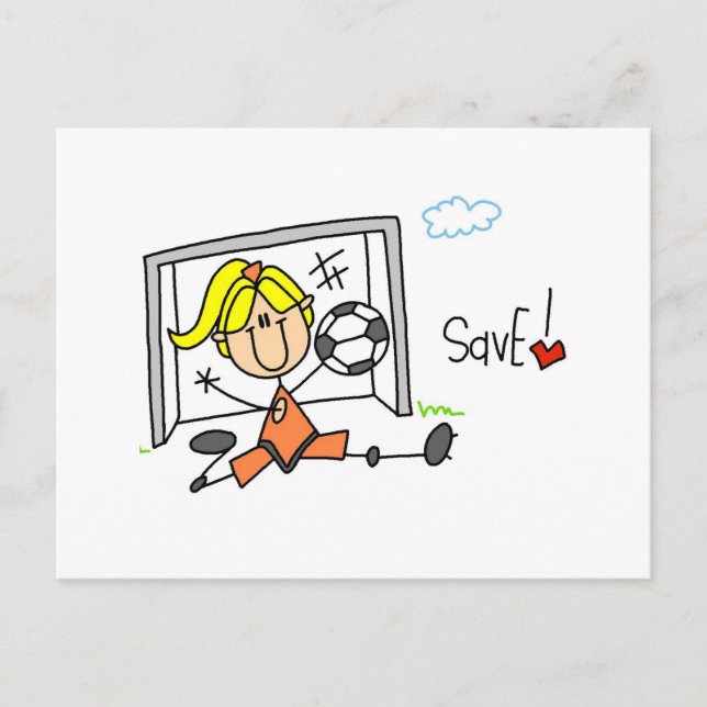 Girl Soccer Goal Keeper T - Shirt und Geschenke Postkarte (Vorderseite)