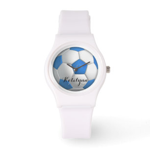 Girl Soccer Player blau mit Namen Armbanduhr