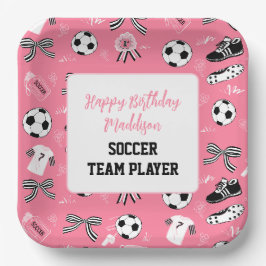Girl Soccer Player Geburtstagsparty Girl Pink Pappteller