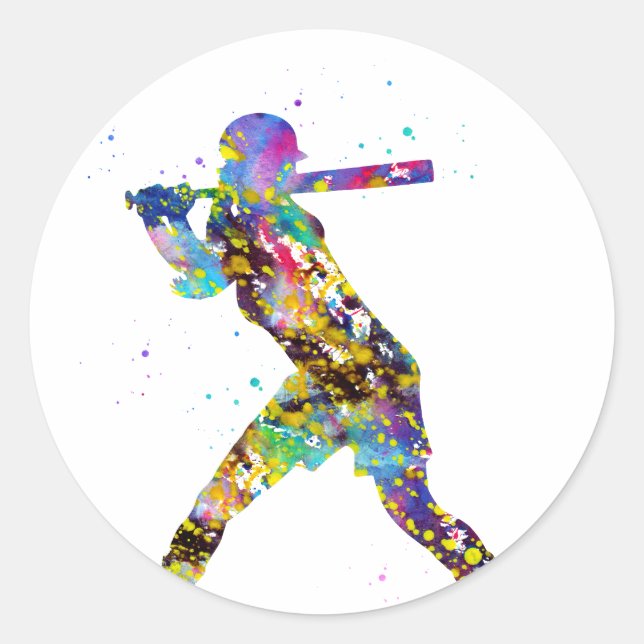 Girl Softball Player Runder Aufkleber (Vorderseite)