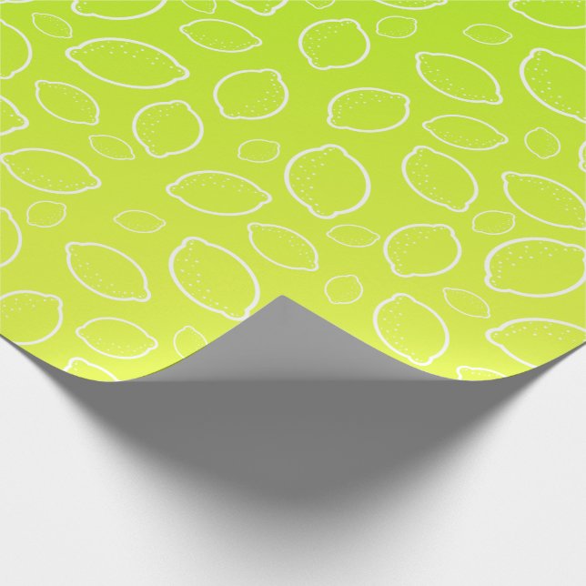 Girl-Sommer frisch grünes gelbes Zitronenmuster Geschenkpapier (Ecke)