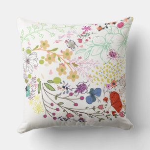 Girl Spring Floral White Kissen