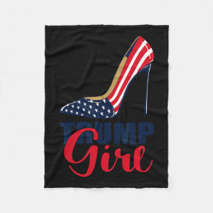 Girl Stilettos High Heel American Flag Trump 2024 Fleecedecke