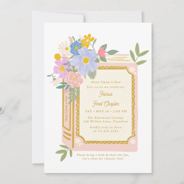 Girl Storybook 1st Birthday Invitation  (Devant)